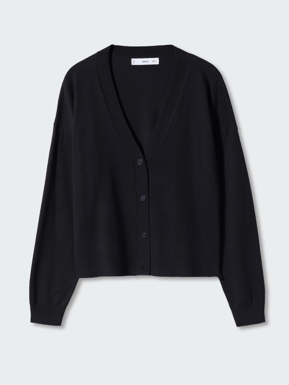 Mango Black V-Neck Button Cardigan